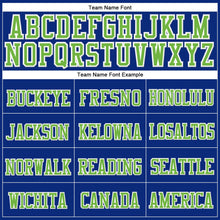 Load image into Gallery viewer, Custom Royal Neon Green-White Stitched Cuffed Knit Hat