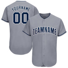 Load image into Gallery viewer, Custom Gray Navy-White Baseball Jersey