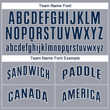 Load image into Gallery viewer, Custom Gray Navy-White Baseball Jersey