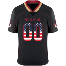 Load image into Gallery viewer, Custom Lights Out Black Red-Old Gold USA Flag Fashion Football Jersey
