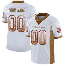 Load image into Gallery viewer, Custom White Old Gold-Red Mesh Drift Fashion Football Jersey