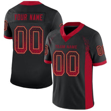 Load image into Gallery viewer, Custom Black Red-Old Gold Mesh Drift Fashion Football Jersey