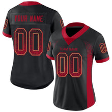 Load image into Gallery viewer, Custom Black Red-Old Gold Mesh Drift Fashion Football Jersey