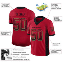 Load image into Gallery viewer, Custom Red Black-Old Gold Mesh Drift Fashion Football Jersey