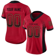 Load image into Gallery viewer, Custom Red Black-Old Gold Mesh Drift Fashion Football Jersey