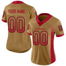 Load image into Gallery viewer, Custom Old Gold Red-Black Mesh Drift Fashion Football Jersey