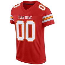 Load image into Gallery viewer, Custom Scarlet White-Gold Mesh Authentic Football Jersey