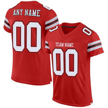 Load image into Gallery viewer, Custom Scarlet White-Black Mesh Authentic Football Jersey