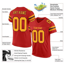 Load image into Gallery viewer, Custom Scarlet Gold-Black Mesh Authentic Football Jersey