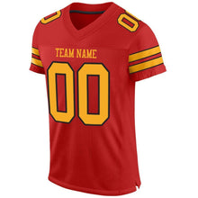 Load image into Gallery viewer, Custom Scarlet Gold-Black Mesh Authentic Football Jersey