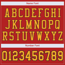 Load image into Gallery viewer, Custom Scarlet Gold-Black Mesh Authentic Football Jersey