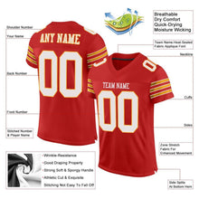 Load image into Gallery viewer, Custom Scarlet White-Gold Mesh Authentic Football Jersey