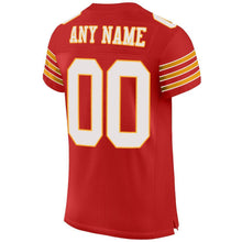 Load image into Gallery viewer, Custom Scarlet White-Gold Mesh Authentic Football Jersey