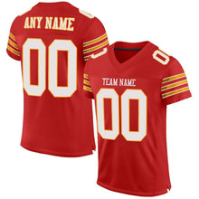 Load image into Gallery viewer, Custom Scarlet White-Gold Mesh Authentic Football Jersey