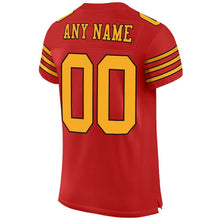 Load image into Gallery viewer, Custom Scarlet Gold-Black Mesh Authentic Football Jersey