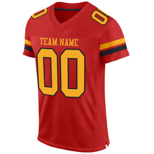 Load image into Gallery viewer, Custom Scarlet Gold-Black Mesh Authentic Football Jersey