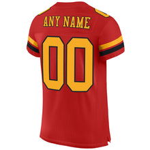 Load image into Gallery viewer, Custom Scarlet Gold-Black Mesh Authentic Football Jersey