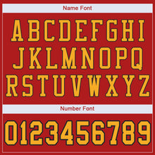 Load image into Gallery viewer, Custom Scarlet Gold-Black Mesh Authentic Football Jersey