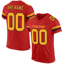 Load image into Gallery viewer, Custom Scarlet Gold-Black Mesh Authentic Football Jersey