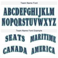 Load image into Gallery viewer, Custom White Navy-Aqua Baseball Jersey