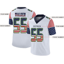 Load image into Gallery viewer, Custom White Navy-Neon Green USA Flag Fashion Football Jersey
