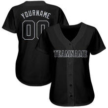 Load image into Gallery viewer, Custom Black Gray Baseball Jersey