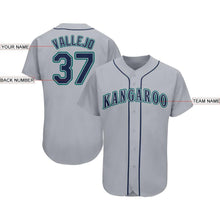Load image into Gallery viewer, Custom Gray Navy-Aqua Baseball Jersey