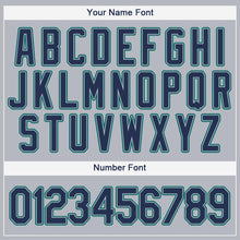 Load image into Gallery viewer, Custom Gray Navy-Aqua Baseball Jersey