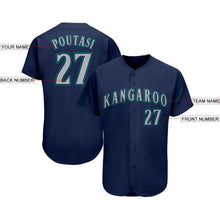Load image into Gallery viewer, Custom Navy Gray-Aqua Baseball Jersey
