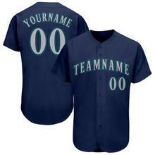 Load image into Gallery viewer, Custom Navy Gray-Aqua Baseball Jersey