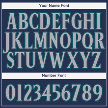 Load image into Gallery viewer, Custom Navy Gray-Aqua Baseball Jersey