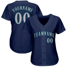 Load image into Gallery viewer, Custom Navy Gray-Aqua Baseball Jersey