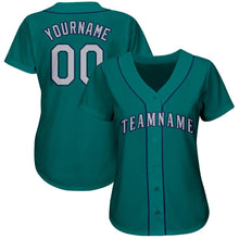 Load image into Gallery viewer, Custom Aqua Gray-Navy Baseball Jersey