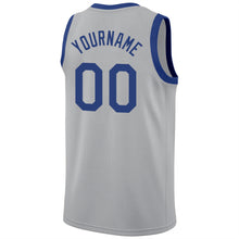 Load image into Gallery viewer, Custom Silver Gray Royal-Red Round Neck Rib-Knit Basketball Jersey