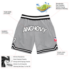 Load image into Gallery viewer, Custom Silver Gray White-Black Authentic Throwback Basketball Shorts