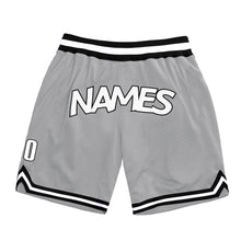 Load image into Gallery viewer, Custom Silver Gray White-Black Authentic Throwback Basketball Shorts
