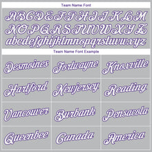 Load image into Gallery viewer, Custom Silver Gray White-Purple Authentic Throwback Basketball Jersey