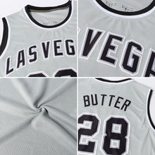 Load image into Gallery viewer, Custom Silver Gray White-Purple Authentic Throwback Basketball Jersey