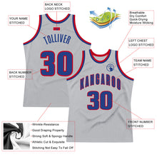 Load image into Gallery viewer, Custom Silver Gray Royal-Red Authentic Throwback Basketball Jersey