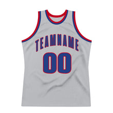 Load image into Gallery viewer, Custom Silver Gray Royal-Red Authentic Throwback Basketball Jersey