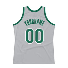 Load image into Gallery viewer, Custom Silver Gray Kelly Green-White Authentic Throwback Basketball Jersey