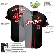 Load image into Gallery viewer, Custom Black Red-Gray Authentic Split Fashion Baseball Jersey