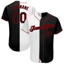 Load image into Gallery viewer, Custom White-Black Red Authentic Split Fashion Baseball Jersey