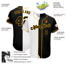 Load image into Gallery viewer, Custom White-Black Gold Authentic Split Fashion Baseball Jersey