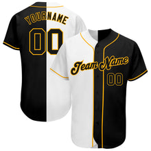 Load image into Gallery viewer, Custom White-Black Gold Authentic Split Fashion Baseball Jersey