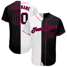 Load image into Gallery viewer, Custom White-Black Pink Authentic Split Fashion Baseball Jersey