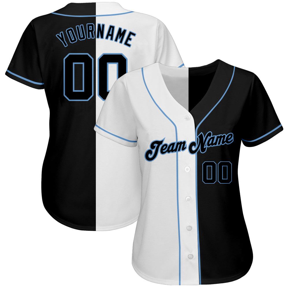 Custom Black Light Blue Strip Light Blue-White Authentic Baseball Jersey  Discount