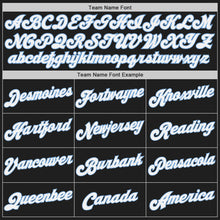 Load image into Gallery viewer, Custom Black White-Red Light Blue Authentic Split Fashion Baseball Jersey