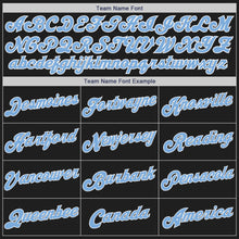 Load image into Gallery viewer, Custom Black Light Blue-Gold Authentic Split Fashion Baseball Jersey