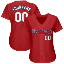 Load image into Gallery viewer, Custom Red White-Navy Baseball Jersey